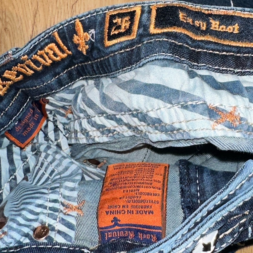 Rock Revival Easy Boot Meri Dark Blue Denim Jeans with Contrast Stitching - Picture 7 of 10